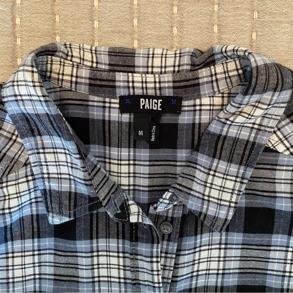 PAIGE Never Worn Plaid Shirt Blouse Size M - Picture 2 of 8